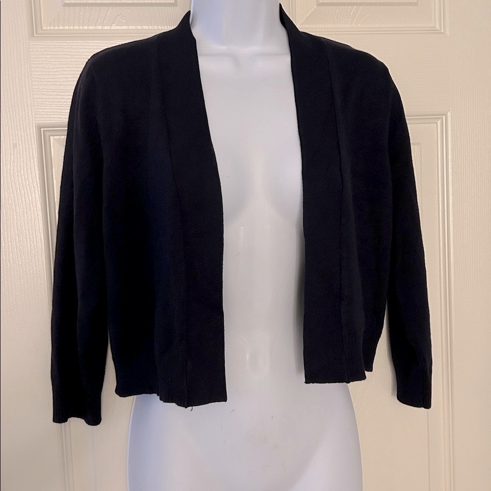 Cropped Navy Knit Cardigan